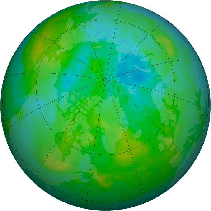 Arctic ozone map for 11 August 1986